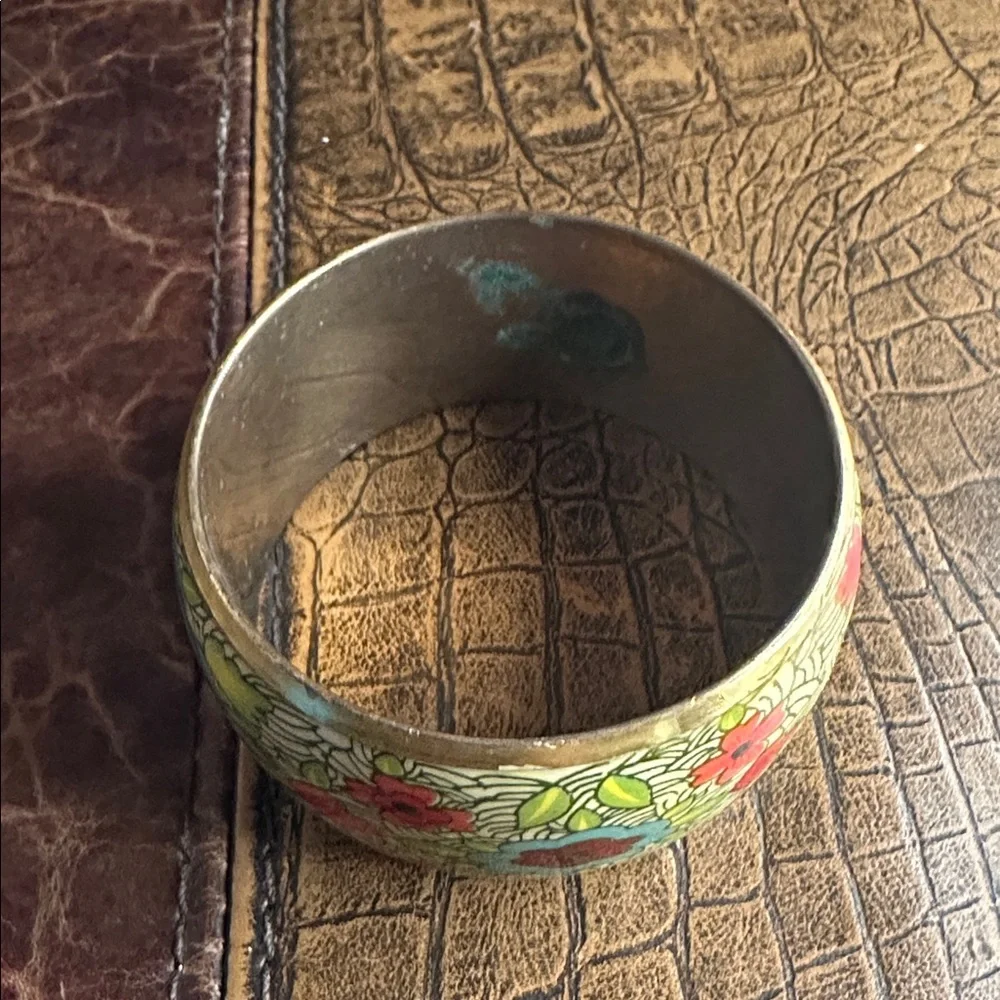 Vintage Brass Enameled Bracelet - Picture 5 of 5